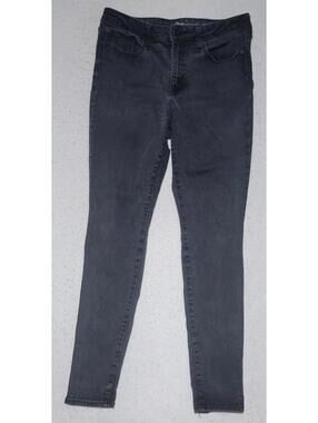 Gap 1969 Black HighRise Legging Denim Jeans Women's Size 12/31 Small Rip See Pic